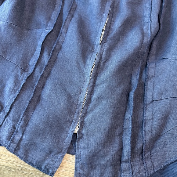 ONZ made in Italy 100% Linen Blazer Size Small Navy - Picture 5 of 10